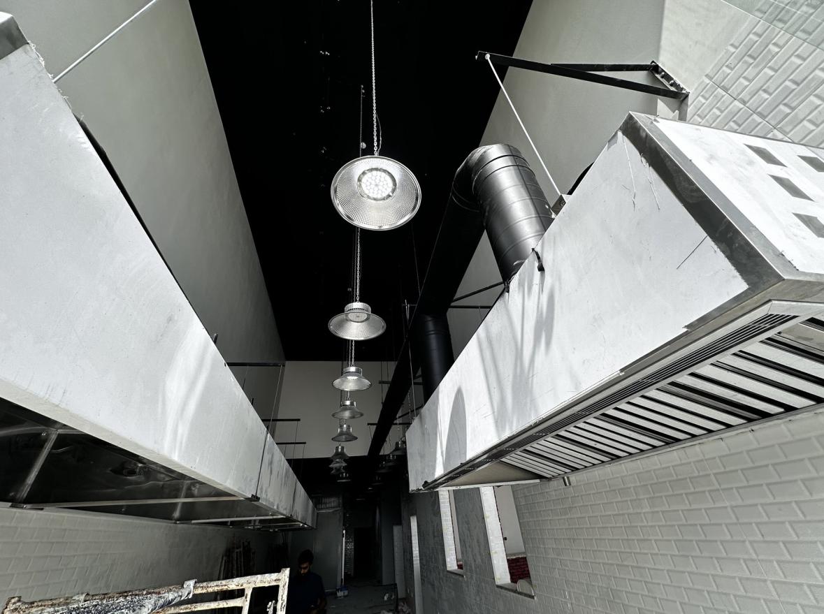 Stainless steel commercial kitchen hoods installed at Hekayat Al Shawaya, Tuwaiq